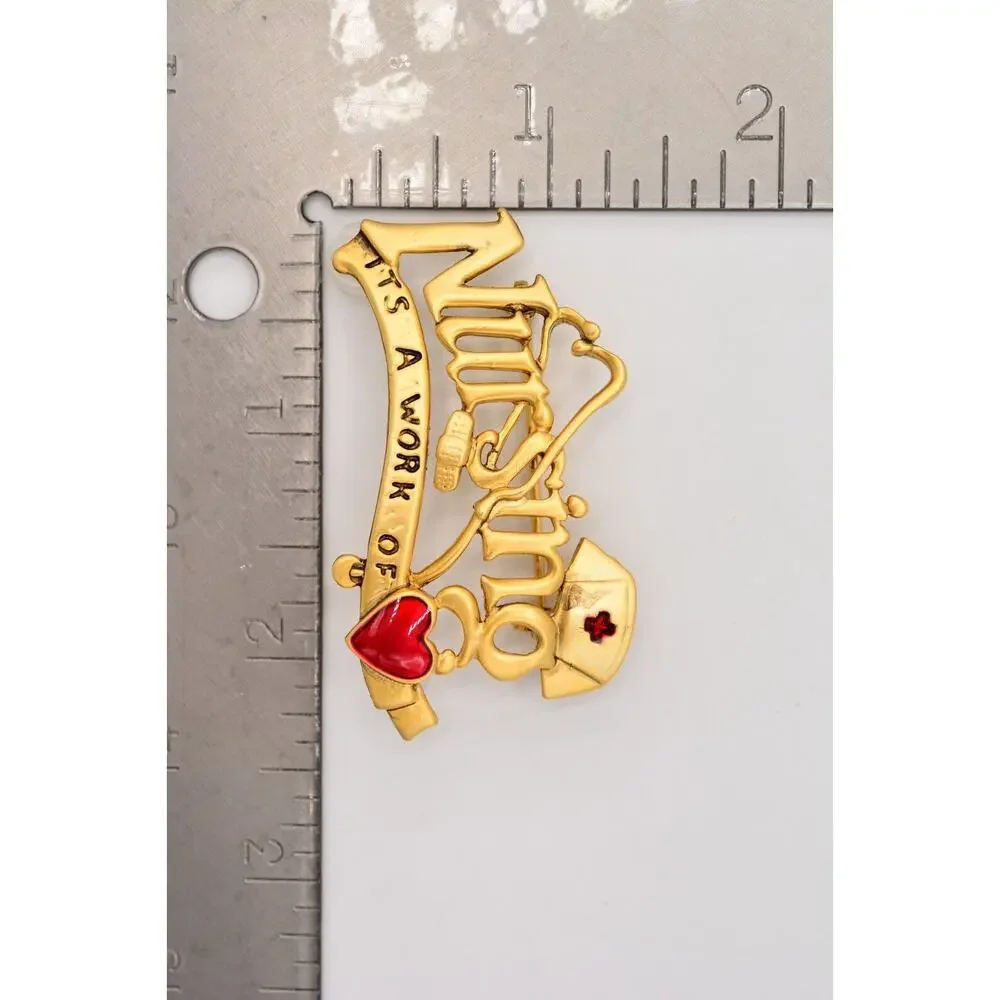 Danecraft Vintage Caregiver Nurse Pin Brooch Nursing Work Of Heart NOS 80s BinA9